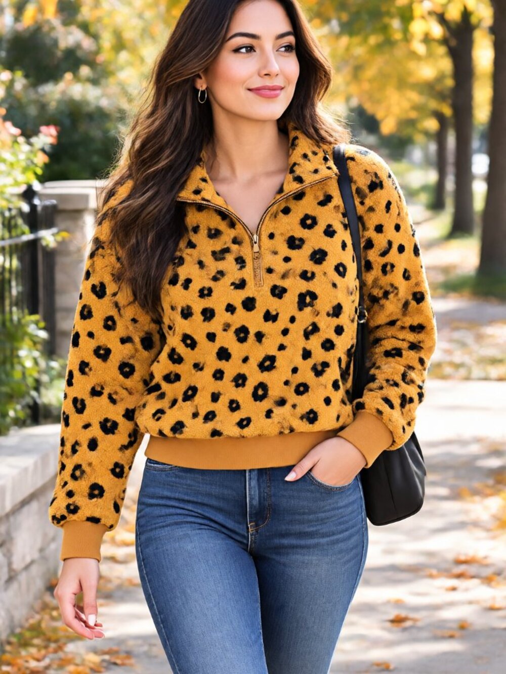 Madewell MWL Leopard Print Half-Zip Fleece Pullover Sweater Size XXS